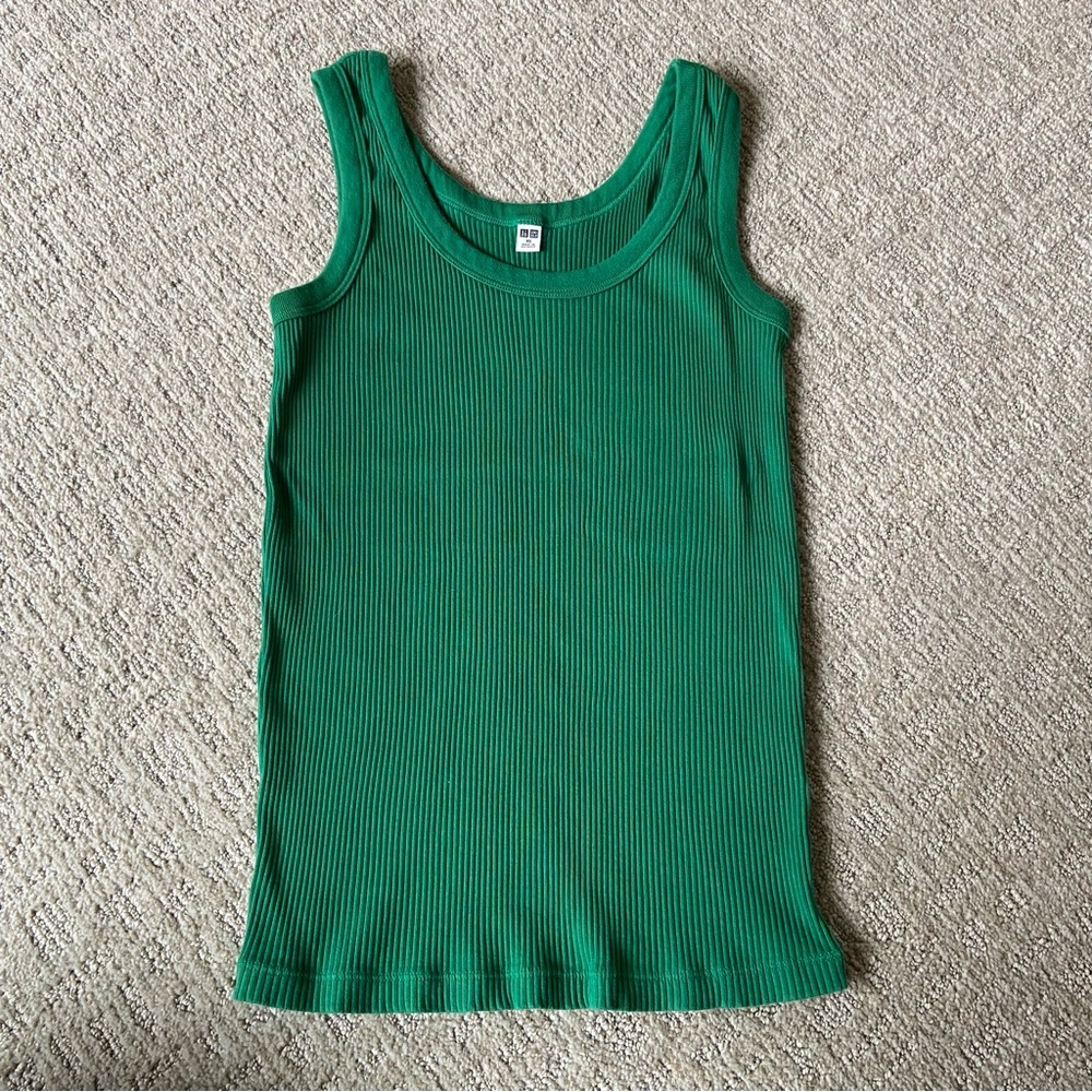 Uniqlo Bright Green Ribbed Tank Top